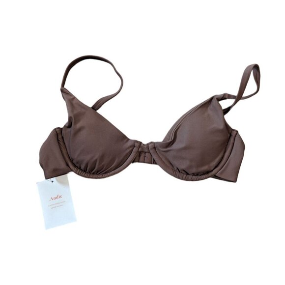Andie Swim The Sicily Top Espresso Brown Eco Nylon Size XS - Picture 2 of 5